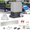 Jaxguom Azionamento per cancello scorrevole 550W, azionamento per cancello del garage fino a 1200kg, set azionamento cancello scorrevole telecomandi e funzione WLAN, azionamento automatico per