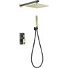 MICE COLLECTION Imex Stoccolma - Kit da incasso per doccia, parete o soffitto, colore: nero e oro lucido (montaggio a parete)