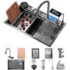 Generic 70 x 50cm Lavello da cucina a cascata,acciaio inox Vasca singola Lavandino Cucina,Lavabo da Cucina Incasso al mobile con Display Digitale Della Temperatura Rubinetti,Cestello di Drenaggio,Sifone