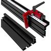 SPORTARC Binario scanalato a T in alluminio, Binario scanalato a T Tipo 75 con supporto e staffe scorrevoli per lavorazione del legno, sega da tavolo CNC, banco fresatrice (600mm)