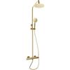 SOPERIT Colonna doccia Oro Set doccia Ottone Retro Sistema doccia Rubinetti doccia Rubinetto termostatico Doccia a pioggia con doccia a mano Bagno Altezza regolabile 70-110 cm