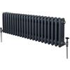Monster Shop Radiatore Termosifone a 3 Colonne 300mm x 1012mm Moderno Centralizzato Grigio Antracite in Acciaio Inox Orizzontale a Parete Cucina Soggiorno Bagno Kit di Fissaggio e Spazzola Inclusi