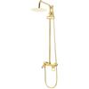 Froulaland Colonna doccia con grande doccia a pioggia, doccetta con rubinetto, set doccia con ripiano, sistema doccia in ottone anticato, set retrò oro con doccia a pioggia retrò