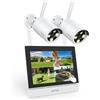 ANNKE Kit Videosorveglianza WiFi Esterno con 7 Monitor, 4CH 5MP NVR con Touch Screen IPS e 2 Telecamere IP 3MP Esterni, Visione Notturna da 100ft, Audio Bidirezionale, Rilevamento del Movimento