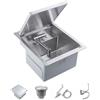 XRRJFYH Lavandino Cucina con Rubinetto Pieghevole per Acqua Calda e Fredda, Lavandino Camper con Coperchio, Lavello In Acciaio Inox, Lavello Cucina 1 Vasca (Size : 43 * 45cm)