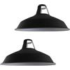 LEDSone Confezione da 2 lampade in metallo retrò moderne da 30 cm, paralumi facili da montare per lampade a sospensione industriali vintage, cucina, bagno, lampada a sospensione antica (Nero Interno Bianco)