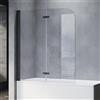SONNI Box Vasca da Bagno 120x140cm, Di nero Parete Vasca con Dispositivo Pieghevole a 180 °, Vetro Trasparente 6mm Parete Vasca da Bagno Doccia
