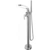 SJQKA Rubinetto Vasca Freestanding Cascata,miscelatore Vasca Freestanding Ottone,montaggio A Pavimento Con Doccetta Per Vasca, Rubinetto Per Vasca Freestanding (Cromo-A)