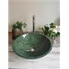 STONEBATHSINK Lavabo rotondo in marmo verde fiore-controsoffitto del lavandino della nave del bagno in pietra di marmo naturale