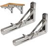 DSWZLQDXB 2 Pezzi Reggimensola Pieghevole Inox,Staffe Pieghevoli per Mensole,Supporti per Mensole Pesanti Tavolo Parete Salvaspazio fai-da-te Staffe Triangolari,per Ripiano,Libreria (50cm,Stainless steel)