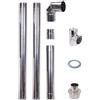 BALKAN ENERGY Set di tubi a Stufa a pellet 80mm tubo di scarico in acciaio inox 304 1m Dritto canna fumaria gomito a 90 ° Tee tappo di pulizia Giunto connettore rosetta Tenditore per 80-130mm Calore resistente tubo