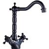 ZYCDP Rubinetto Lavandino Bagno Ottone 2 Maniglie per Lavabo da Bagno Rubinetto 1 Fori Rubinetto Lavabo Con Maniglie a Croce, Nero, Corto