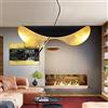 Lfoute Lampadario LED Foglia Oro Lampada A Sospensione Cappello Creativo Lampada Da Tavolo Da Pranzo Moderna Lampada A Sospensione Regolabile Altezza Cucina Studio Camera Da Letto Lampada Soffitto Nera,40cm