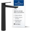 Villeroy & Boch Oasis miscelatore lavabo rialzato - senza piletta di scarico - rubinetto lavabo a risparmio idrico con cartuccia in ceramica - altezza bocca 245 mm - rubinetto rotondo Matt Black