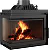 KRATKI SIMPLE Camino a legna 8 kW Ø 150 in ghisa con inserto per presa d'aria - stufa a legna Conforme BImSchV 2, Efficienza termica 80% - Inserto per camino riscalda a 100 m², apertura a sinistra