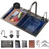 Generic 85x50cm Lavandino Cucina Cascata, Lavello Cucina 1 Vasca, Lavabo Cucina In Acciaio Inox Nano, Dotato Di Rubinetto A Cascata E Set Completo Di Accessori