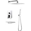 XJTNLB Miscelatore Doccia Incasso 3 Vie, Set Doccia con Soffione e Doccetta Cascata Rubinetto Vasca Cromo