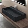 doporro Lavabo Bagno Sospeso Rettangolare Lavabo da Appoggio con Foro Rubinetto 80 x 40 x 14 cm Antracite Opaco Lavandino in Resina Minerale Ideale per Casa Ristorante e Hotel Design Colossum6028