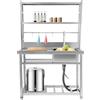 YUNRUX Lavello da cucina mobile autoportante con vano portaoggetti in acciaio inox, singolo lavello da campeggio, rubinetto girevole per acqua calda e fredda, con lavabo da 41,4 x 39 x 18 cm