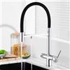 ZPSPZ Rubinetto Cucina 3 Vie Estraibile Girevole 2 Maniglie Acqua Fredda e Calda Ottone Miscelatore Cucina 3 Vie-Cromato