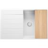 PRIMAGRAN Lavello da Cucina Tutto Bianco 78x50cm, Lavandino in Granito a 1 vasca + Set di accessori, Lavabo da Cucina Incasso al Mobile 50cm - Copenhagen Top S534