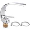Garosa Rubinetto Lavabo Bagno con Tubo 60 cm, Miscelatore Monocomando Acqua Calda Fredda, Design Curvo in Ottone Cromato, Rubinetto del Lavandino G1/2