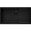 PRIMAGRAN Lavello sottotop Tutto Nero 86x47cm, Lavandino in Granito a 1 vasca + Set di accessori, Lavabo da Cucina al Mobile 90cm - Prague 90 Level S687