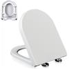 Wttfc Copriwater Sedile WC Coperchio WC con Chiusura Ammortizzata e Cerniere Regolabili, Sgancio Rapido, Facile da Montare e Pulire, Tavoletta WC Universale Forma di D/U, PP, 02A, 45x36.5cm