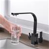 XJTNLB Rubinetto Cucina 3 Vie con Doccetta Estraibile Nero Rubinetto Depuratore Acqua Miscelatore Da Cucina Monocomando