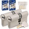 GERCAR Pro Monochiave 2x Cilindro di Serratura 40/50 Set 2 Cilindri Profilzylinder incl. 10 Chiavi - 90 mm Serratura Cilindrica 2 Cilindri - Lunghezza: 90mm, A:40 B:50 - Sistema di Chiusura