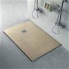 Inbagno Piatto doccia marmoresina con effetto pietra serie Karen, in diverse dimensioni e colori, spessore ultraslim 3 cm, riducibile su misura (70x130, Beige)