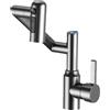 Lioaeust Rubinetto a LED con display digitale, rubinetto per lavabo da bagno, rotazione a per 360 gradi, flusso multifunzione, posizione di uscita dell'acqua regolabile (grigio)