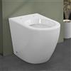 Inbagno Wc filomuro in ceramica bianco lucido con brida e scarico traslato a parete o pavimento, linea FLAN