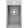PRIMAGRAN Lavello da Cucina Grigio 28x50cm, Lavandino in Granito a 1 vasca + Sifone Classico, Lavabo da Cucina Incasso al Mobile 30cm - Riga S005