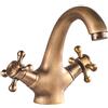 WheatThrive Rubinetto miscelatore vintage girevole per lavello, rubinetto da bagno vintage con doppia maniglia girevole, rubinetto miscelatore per lavello caldo e freddo, per cucina e bagno (bronzo)