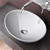 doporro Lavabo da Appoggio Ovale in Ceramica Bianco Opaco 42 cm Lavandino Bagno Moderno con Rivestimento Nano per Bagno e WC Ospiti - Brüssel205