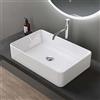 doporro Lavabo Bagno Rettangolare Lavabo da Appoggio in Ceramica Lavandino con Bordo Sottile 58x37x13,5 cm Bianco Lucido Lavamani Lavello senza Foro Rubinetto per Guardaroba Bagno Brüssel105D
