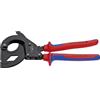 KNIPEX Cesoia a cremagliera per cavo a nastro d'acciaio in, 95 32 315 A | (sistema a cricchetto); (cavo SWA); blister verniciata nera con impugnature