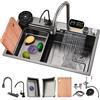 YCDJCS Lavello da cucina a cascata con display digitale, lavello singolo per posto di lavoro, multifunzione, in acciaio inox 304, per la casa (S: 85 cm)