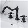 ZPSPZ Miscelatore Lavabo Bagno 3 Fori, Rubinetto Bagno Tre Fori Doppia Maniglia Split Rubinetto Lavabo Acqua Fredda e Calda Ottone Rubinetteria Bagno 3 Fori-Nero