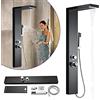 Froadp Sistema Doccia a Pioggia Pannello in Acciaio Inox Spazzolato Montaggio a Parete set Doccia con Doccia Idromassaggio Cascata e set Doccia Doccetta Lusso per Bagno (Nero Opaco)