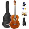 MAX SoloArt Kit Starter per Chitarra Acustica, Set Completo di Chitarre per Principianti a Grandezza, Bundle Starter per Nuovi Suonatori (Dark Natural)