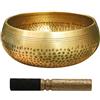 Kanubi - Set con campana tibetana, Buddha, fatta a mano in Nepal, in bronzo, for yoga e meditazione