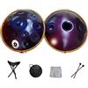 RongJ Handpan armonico Drum Hand Pan 9 10 12 14 Note Strumento a percussione Professionale Handpan in Acciaio con Borsa da Viaggio Decorazione in Corda e Mazze per Meditazione Yoga Zen