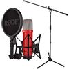 RØDE Rode NT1 - Microfono da studio Signature Red + supporto per microfono Keepdrum
