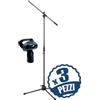 MusicalStore2005 SMICS-60-BK Asta per Microfono a giraffa con Base Treppiedi - Asta Microfono Regolabile - Colore Nero (Set 3 Aste Microfoniche a Giraffa Regolabili + 3 Supporti per Microfono)