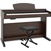 gear4music Pianoforte digitale DP-10X di Gear4music con panca regolabile in palissandro