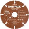 WOLFPACK Disco taglio legno/plastica Ø 115 mm. Filo in carburo di tungsteno
