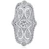 Bling Jewelry Anello dichiarazione di moda a dito intero in stile antico Deco con filigrana e pavé di zirconi cubici per donne, in ottone placcato rodio.