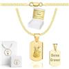 ZELYA Collana d'oro con croce/medaglione - catena a maglia panzer placcata oro 925/585 14K per ragazze e ragazzi - 45-60 cm collana per comunione con croce, collana per bambini per comunione e